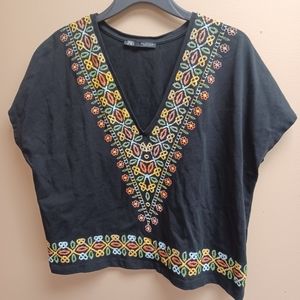 ZARA embroidery print blouse- small